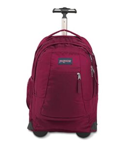 jansport driver 8 rolling backpack and computer bag - durable laptop backpack with wheels, tuckaway straps, 15-inch laptop sleeve - premium bag rucksack -russet red