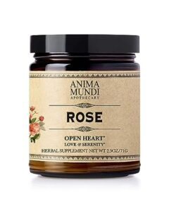 anima mundi rose petal powder - 100% organic rose powder for teas, lattes, smoothies & more - natural formula to support positive mood (2.5oz / 71g)