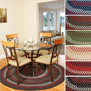 Rhody Rug Mission Hill Indoor/Outdoor Braided Area Rug Low Traffic Navy 4' x 6' Oval Reversible 4' x 6' Outdoor, Indoor Living Room Oval