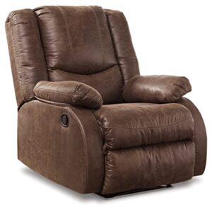 signature design by ashley bladewood faux leather pebble manual zero wall recliner, brown