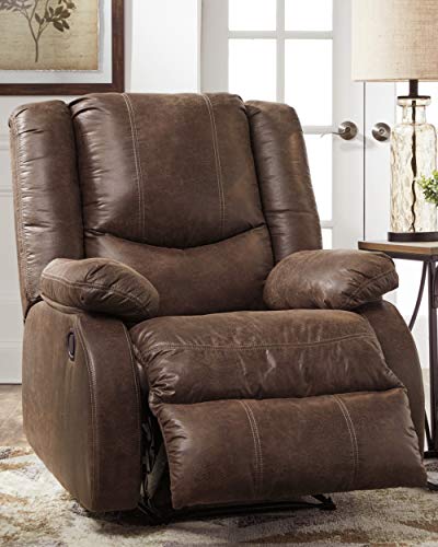 Signature Design by Ashley Bladewood Faux Leather Pebble Manual Zero Wall Recliner, Brown