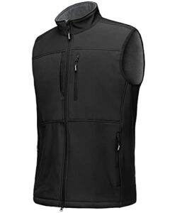 outdoor ventures men's running vest outerwear, lightweight windproof fleece-lined softshell sleeveless jacket for golf