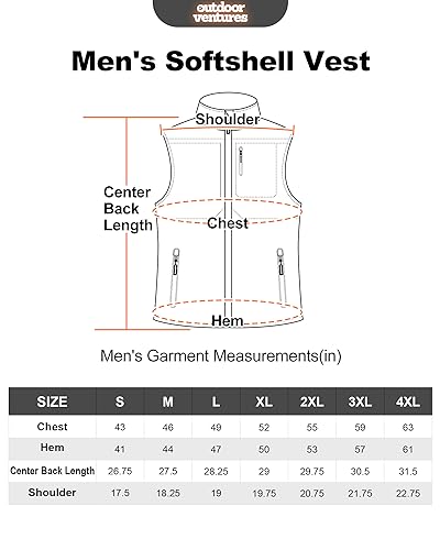 Outdoor Ventures Men's Running Vest Outerwear, Lightweight Windproof Fleece-Lined Softshell Sleeveless Jacket for Golf