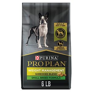 purina pro plan small breed weight management dog food, shredded blend chicken & rice formula - 6 lb. bag