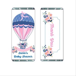 hot air balloon party favors, personalized candy wrappers for chocoalte, pack of 20 custom hershey bar labels