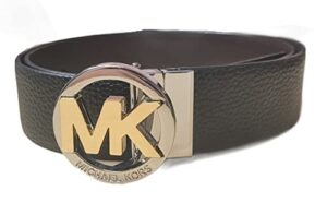 michael kors 29951804c black/brown leather two tone buckle women's reversible belt (medium)