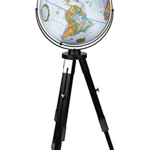 Replogle Willston - Blue Ocean World Globe with Black Metal Tripod Stand, Adjustable Height, Floor Globe, Detailed, Up-to-Date Cartography(16"/40cm Diameter)