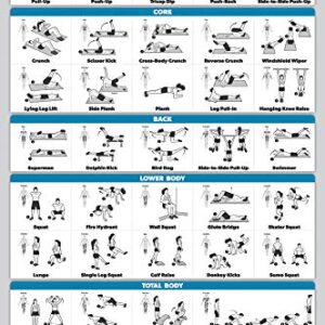 QuickFit 3 Pack - Dumbbell Workouts + Bodyweight Exercises + Barbell Routine Poster Set - Set of 3 Workout Charts (Laminated, 18" x 27")