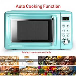 Nightcore Countert Retro Microwave Oven, Large 0.7Cu.ft, 700-Watt, Cold Rolled Steel Countertop with Time Setting, Glass Turntable Plate, Pre-Programmed Cooki, 18"(L)×14"(W)×10"(H), Green