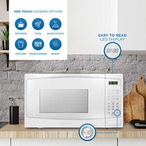 Danby DBMW0720BWW 0.7 Cu.Ft. Countertop Microwave In White - 700 Watts, Small Microwave With Push Button Door