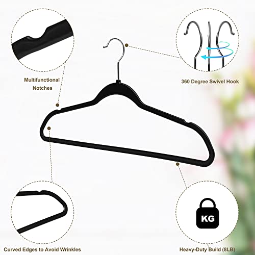 Quality Hangers Clothes Hangers 20 Pack - Non-Velvet Plastic Hangers for Clothes - Heavy Duty Coat Hanger Set - Space-Saving Closet Hangers with Black Swivel Hooks - Functional Non-Flocked Hangers