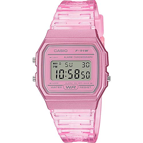 Casio F-91WS-4EF Unisex Transparent Silicone Pink Watch