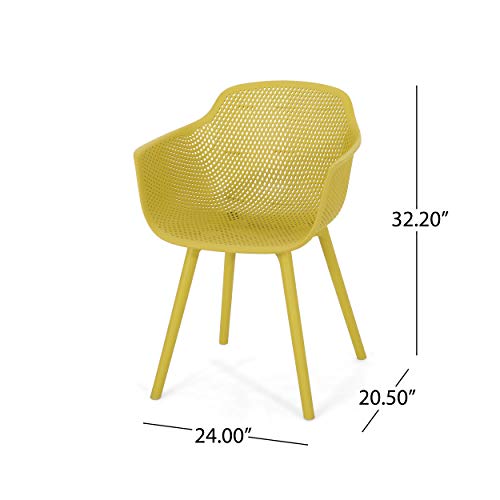 Christopher Knight Home Davina Outdoor Dining Chair (Set of 2), Yellow