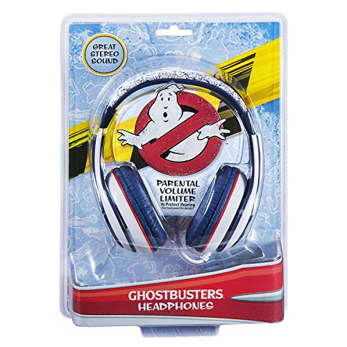 eKids Ghostbusters Kids Headphones, Adjustable Headband, Stereo Sound, 3.5Mm Jack, Wired Headphones for Kids, Tangle-Free, Volume Control, for Fans of Ghostbusters Merchandise