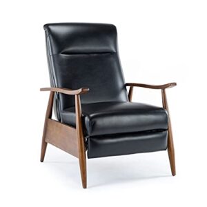 comfort pointe solaris black faux leather wooden arm push back recliner chair