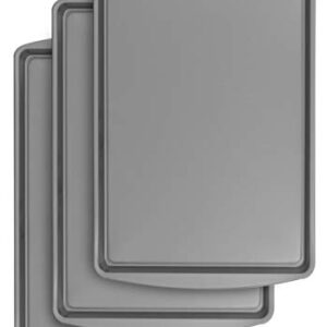 G & S Metal Products Company BakerEze Medium Non-Stick Cookie Pan, 16.9''L x 10.7''W x 0.8''H, Grey, 3 Count (Pack of 1)