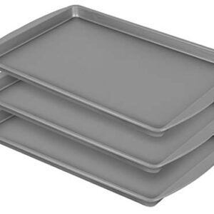 G & S Metal Products Company BakerEze Medium Non-Stick Cookie Pan, 16.9''L x 10.7''W x 0.8''H, Grey, 3 Count (Pack of 1)