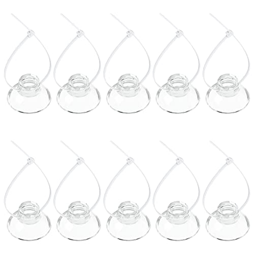 Pawfly 10 Pack Suction Cups with 20 Pieces Adjustable Zip Ties for Aquarium Fish Tank Binding Moss Shrimp Dodging Nest