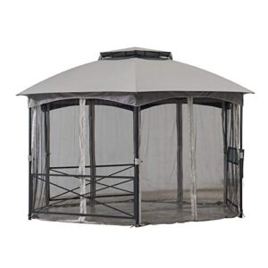 Sunjoy Ashton 14.7x14.7 ft. 2-Tone Hexagon Steel Gazebo with 2-Tier Dome Roof, Gray