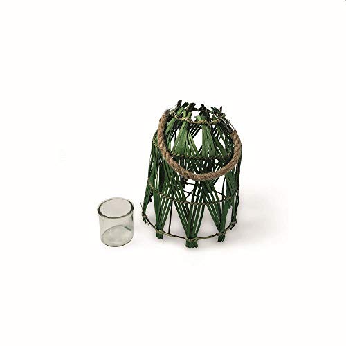 Villa d'Este Home Tivoli AMAZZONIA Rattan Green Small, Lantern: Ø 24.5 30 cm Dimensions Jar: Ø 8 x h. 8 cm