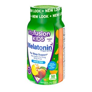 Vitafusion Kids Melatonin Gummy Supplements, Tropical Peach Flavored Sleep Support Supplements (1), 50 Count