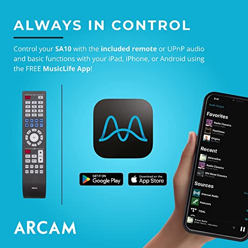 Arcam SA10 Class A/B Integrated Amplifier - 50W of Power Per Channel - 5 Analogue Inputs & 3 Digital Inputs - Easily Connects to Surround Sound System