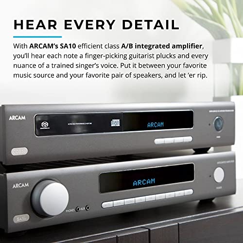 Arcam SA10 Class A/B Integrated Amplifier - 50W of Power Per Channel - 5 Analogue Inputs & 3 Digital Inputs - Easily Connects to Surround Sound System