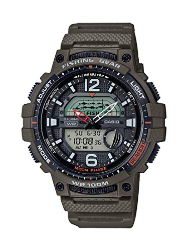 Casio Men's Fisher Timer Quartz Watch with Resin Strap, Green, 24.1 (Model: WSC-1250H-3AVCF)