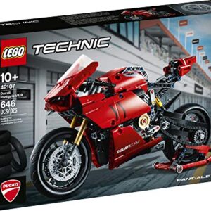 LEGO Technic Ducati Panigale V4 R Motorcycle 42107 Building Set - Collectible Superbike Display Model Kit with Gearbox and Working Suspension, Fun for Adults, and Motorcycle Enthusiasts