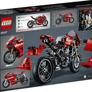 LEGO Technic Ducati Panigale V4 R Motorcycle 42107 Building Set - Collectible Superbike Display Model Kit with Gearbox and Working Suspension, Fun for Adults, and Motorcycle Enthusiasts