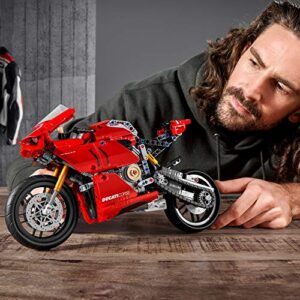 LEGO Technic Ducati Panigale V4 R Motorcycle 42107 Building Set - Collectible Superbike Display Model Kit with Gearbox and Working Suspension, Fun for Adults, and Motorcycle Enthusiasts