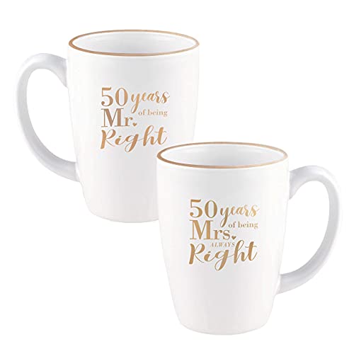 Canopy Street 50th Anniversary Mug Set / 50th Anniversary Mr. And Mrs. Always Right Coffee Mugs / 15 Ounce Anniversary Mugs/Fiftieth Anniversary Party