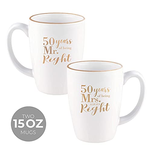 Canopy Street 50th Anniversary Mug Set / 50th Anniversary Mr. And Mrs. Always Right Coffee Mugs / 15 Ounce Anniversary Mugs/Fiftieth Anniversary Party