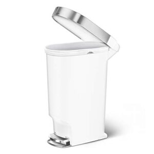 simplehuman 40 Liter / 10.6 Gallon Slim Kitchen Step Trash Can with Liner Rim, 40L, White