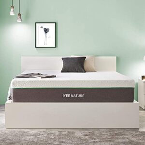 IYEE NATURE Queen Size Mattress, 10 Inch Cooling-Gel Memory Foam Mattress Bed in a Box, 80”*60”*10”, CertiPUR-US Certified, Medium Firm, Grey - Queen