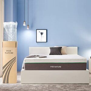 IYEE NATURE Queen Size Mattress, 10 Inch Cooling-Gel Memory Foam Mattress Bed in a Box, 80”*60”*10”, CertiPUR-US Certified, Medium Firm, Grey - Queen