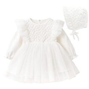 curipeer baptism dresses for baby girls white christening gown dresses for infant girls tulle sundress 0-3 months