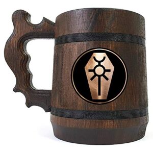 necrons wooden beer mug, 40k engraved beer stein, custom beer gift for gamer, handmade wooden tankard