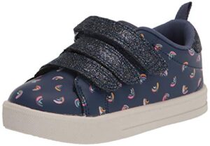 oshkosh b'gosh girls garland sneaker, navy, 4 toddler us