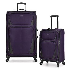 u.s. traveler aviron bay expandable softside spinner wheels, purple, 2 piece luggage