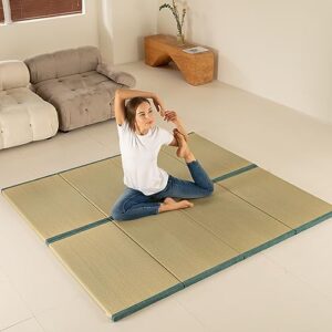 mustmat japanese floor mattress foldable tatami mats folding tatami futon mattress rush grass floor bed 35.4"x78.7"x1.2"(2 piece set)
