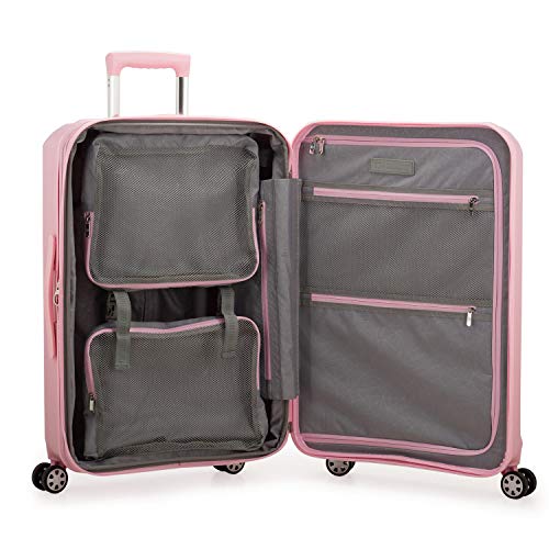 Traveler's Choice Pagosa Indestructible Hardshell Expandable Spinner Luggage, Pink, Check-in Only