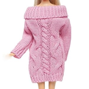 bjdbus pink winter turtleneck sweater clothes for 11.5 inch girl doll accessories