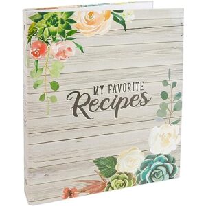 3 ring binder for recipes with 12 divider tabs, 2-sided pocket, and 2 sets of sticker sheets (10 x 11.5 in)