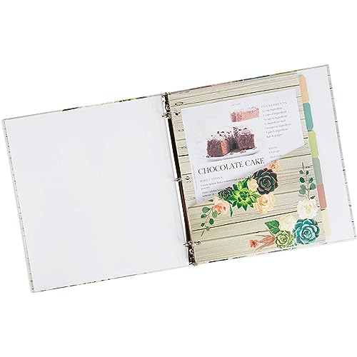 3 Ring Binder for Recipes with 12 Divider Tabs, 2-Sided Pocket, and 2 Sets of Sticker Sheets (10 x 11.5 in)