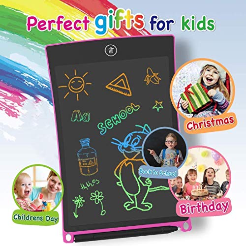 GUYUCOM 8.5-Inch LCD Writing Tablet Colorful Screen Doodle Board Electronic Digital Drawing Pad with Lock Button for Kids Adults (Pink)