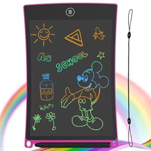 guyucom 8.5-inch lcd writing tablet colorful screen doodle board electronic digital drawing pad with lock button for kids adults (pink)