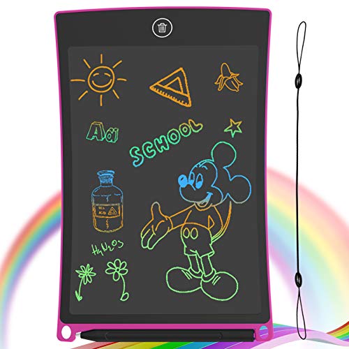 GUYUCOM 8.5-Inch LCD Writing Tablet Colorful Screen Doodle Board Electronic Digital Drawing Pad with Lock Button for Kids Adults (Pink)