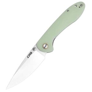 cjrb folding knife feldspar pocket stonewash d2 steel blade g10 tactical handle edc knife green-large (j1912)