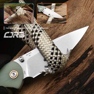 CJRB Folding Knife Feldspar Pocket Stonewash D2 Steel Blade G10 Tactical Handle EDC Knife Green-Large (J1912)